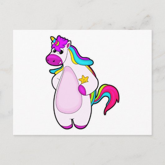 Einhorn mit Stern Postkarte (Vorderseite)
