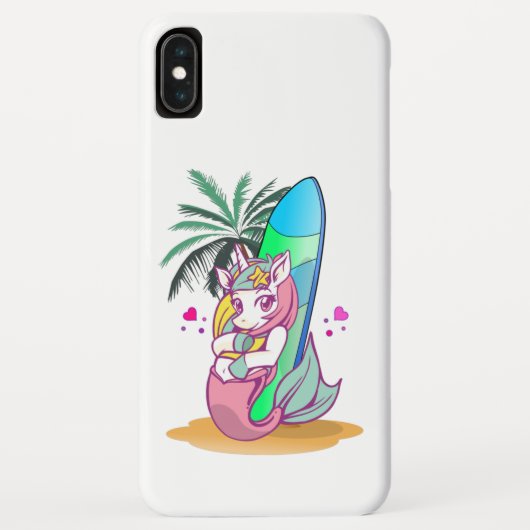 Einhorn mit Surfbrett am Strand Case-Mate iPhone Hülle (Rückseite)