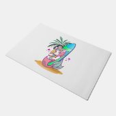 Einhorn mit Surfbrett am Strand Fußmatte (Schrägansicht)