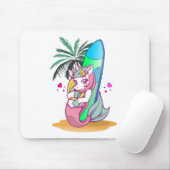 Einhorn mit Surfbrett am Strand Mousepad (Mit Mouse)