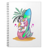 Einhorn mit Surfbrett am Strand Notizblock (Vorderseite)
