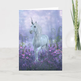 Einhorn mit violetten Blumen Dankeskarte
