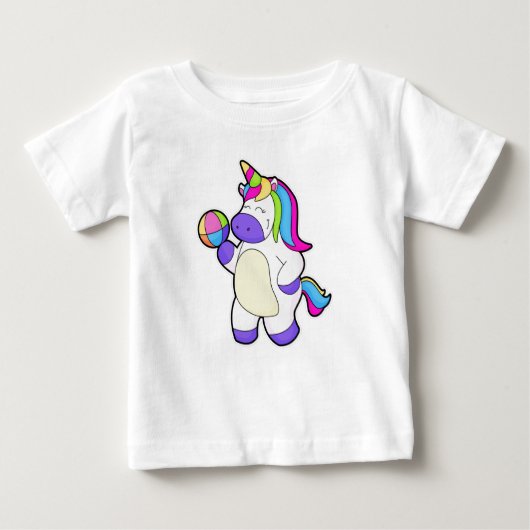 Einhorn mit Volleyball Baby T-shirt (Vorderseite)