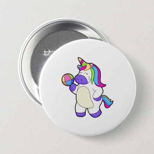 Einhorn mit Volleyball Button (Vorne & Hinten)