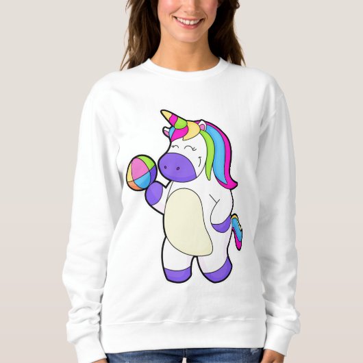 Einhorn mit Volleyball Sweatshirt (Vorderseite)