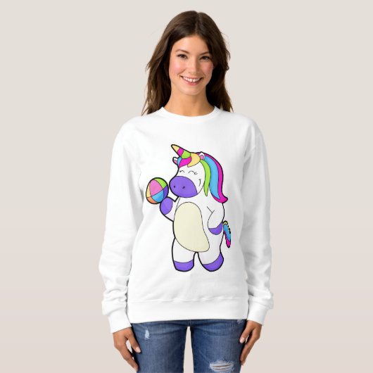 Einhorn mit Volleyball Sweatshirt (Vorne ganz)