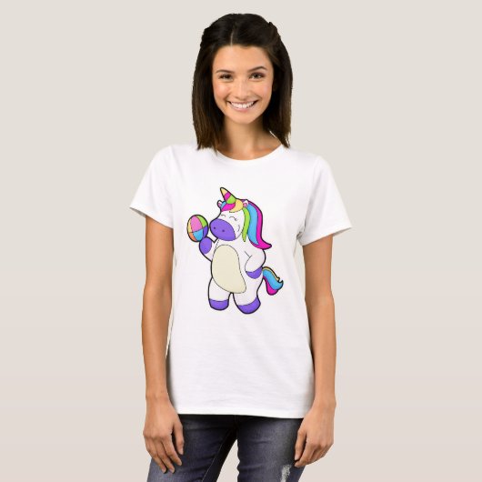 Einhorn mit Volleyball T-Shirt (Vorne ganz)