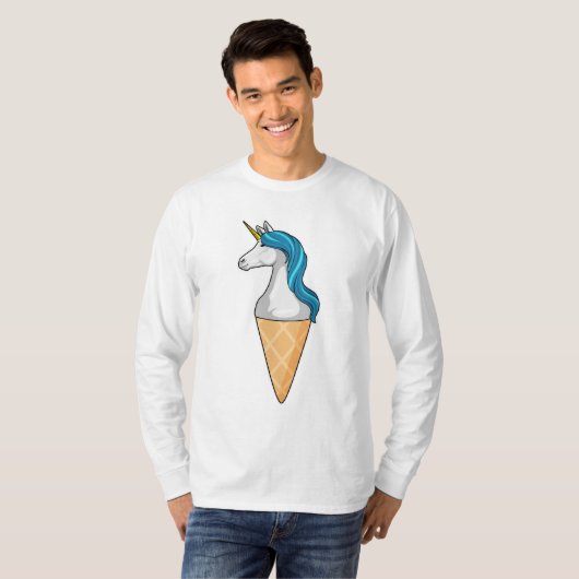 Einhorn mit Waffeleis T-Shirt (Vorne ganz)