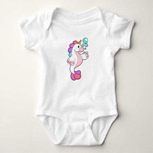 Einhorn mit Wasserblasen.PNG Baby Strampler (Vorderseite)