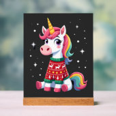 Einhorn mit Weihnachtspullover Einhorn Mädchen Chr Acrylschild (Neutral)