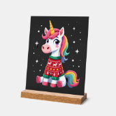 Einhorn mit Weihnachtspullover Einhorn Mädchen Chr Acrylschild (Winkel)