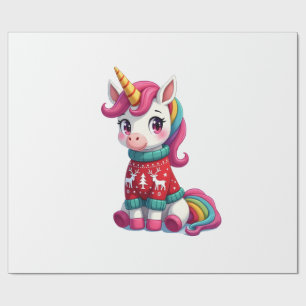 Einhorn mit Weihnachtspullover Einhorn Mädchen Chr Geschenkpapier