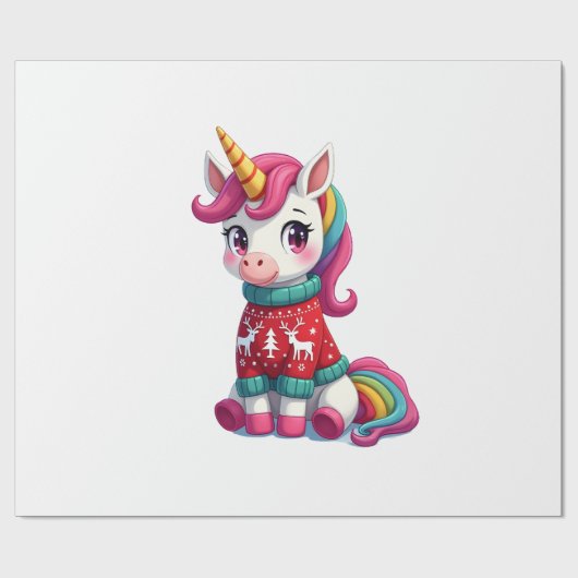 Einhorn mit Weihnachtspullover Einhorn Mädchen Chr Geschenkpapier (Flach)