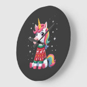 Einhorn mit Weihnachtspullover Einhorn Mädchen Chr Große Wanduhr (Winkel)