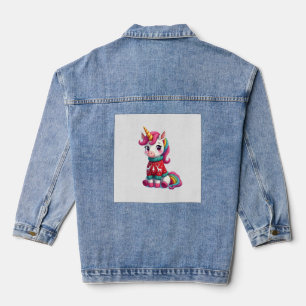 Einhorn mit Weihnachtspullover Einhorn Mädchen Chr Jeansjacke