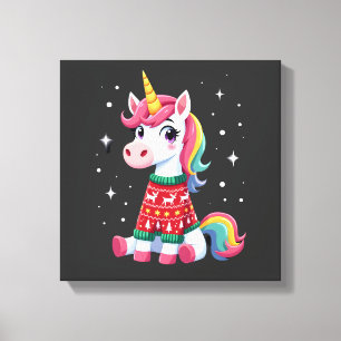 Einhorn mit Weihnachtspullover Einhorn Mädchen Chr Leinwanddruck