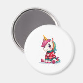 Einhorn mit Weihnachtspullover Einhorn Mädchen Chr Magnet (Vorderseite/Rückseite)