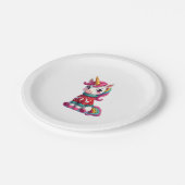 Einhorn mit Weihnachtspullover Einhorn Mädchen Chr Pappteller (Schrägansicht)