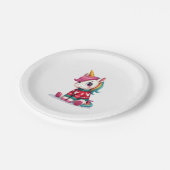 Einhorn mit Weihnachtspullover Einhorn Mädchen Chr Pappteller (Schrägansicht)