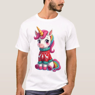 Einhorn mit Weihnachtspullover Einhorn Mädchen Chr T-Shirt