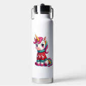Einhorn mit Weihnachtspullover Einhorn Mädchen Chr Trinkflasche (Vorderseite)