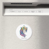 Einhorn mit Wildblumen in Wasserfarbe Magnet (In Situ (Geschirrspüler))