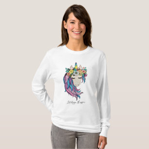 Einhorn mit wilden Blume in Wasserfarbe T-Shirt