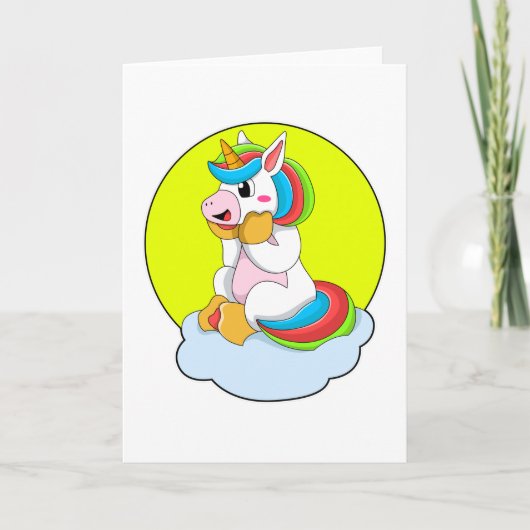 Einhorn mit Wolke und Sonne Karte (Vorderseite)