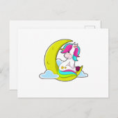 Einhorn mit Wolken und Mond Postkarte (Vorne/Hinten)