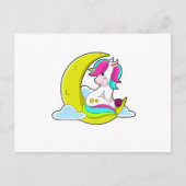 Einhorn mit Wolken und Mond Postkarte (Vorderseite)