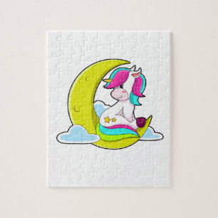 Einhorn mit Wolken und Mond Puzzle
