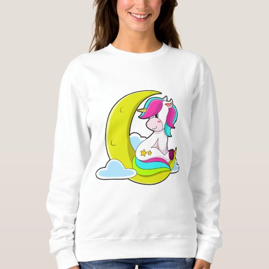 Einhorn mit Wolken und Mond Sweatshirt (Vorderseite)