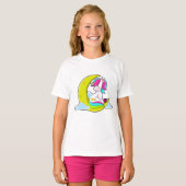 Einhorn mit Wolken und Mond T-Shirt (Vorne ganz)
