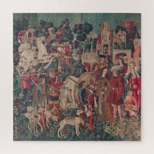 Einhorn Mittelalterliche Kunst - Jäger Rückkehr zu Puzzle (Vertikal)