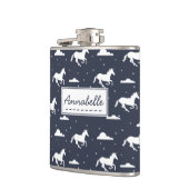 Einhorn-Mitternachtshimmel-Muster Flachmann (Links)