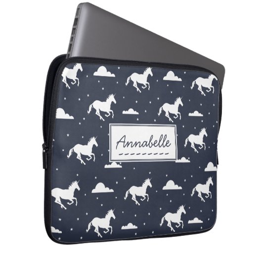 Einhorn-Mitternachtshimmel-Muster Laptopschutzhülle (Vorne Rechts)