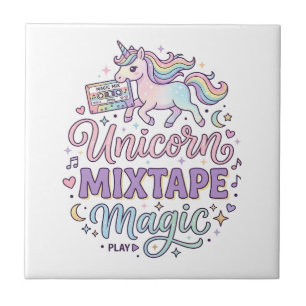 Einhorn-Mixtape-Magie-Anbetungswürdiger Aufkleber Fliese