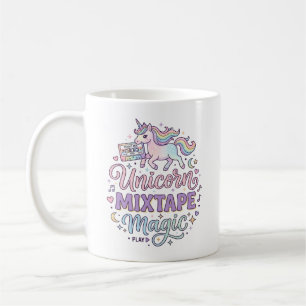Einhorn-Mixtape-Magie-Anbetungswürdiger Aufkleber Kaffeetasse