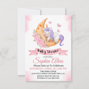 Einhorn-Mond-Baby-Shower für Baby Girl mit Fantasi Dankeskarte