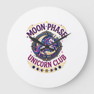Einhorn-Mondphase-Einhorn-Club-Werbe-Shirt G Große Wanduhr