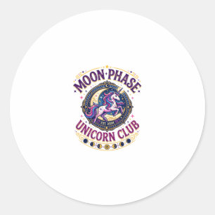 Einhorn-Mondphase-Einhorn-Club-Werbe-Shirt G Runder Aufkleber