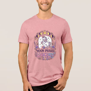 Einhorn-Mondphasen-Einhorn-Weißer-Hintergrund-Shir Tri-Blend Shirt