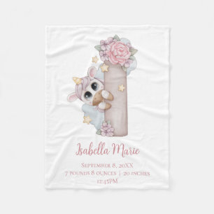 Einhorn-Monogramm Buchstabe I Rosa Baby Mädchen Ge Fleecedecke