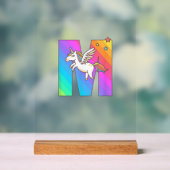 Einhorn-Monogramm Buchstabe M Anfangsbuchstabe Süß Acrylschild (Neutral)