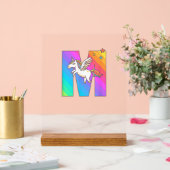 Einhorn-Monogramm Buchstabe M Anfangsbuchstabe Süß Acrylschild (Hochzeit)