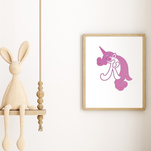 Einhorn-Monogramm K Poster