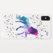 Einhorn-Monogramm-Lila Sterne Case-Mate iPhone Hülle (Rückseite (Horizontal))