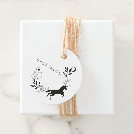 Einhorn, Moon & Crystals Dainty Juwelierverpackung Geschenkanhänger (Beispiel)