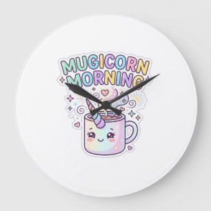 Einhorn Mugicorn Morgen Grafikdesign Zazzle Des Große Wanduhr