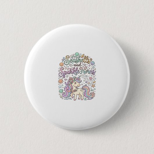 Einhorn-Muscheln und Glanzhörner Premium-Vektor Button (Vorderseite)